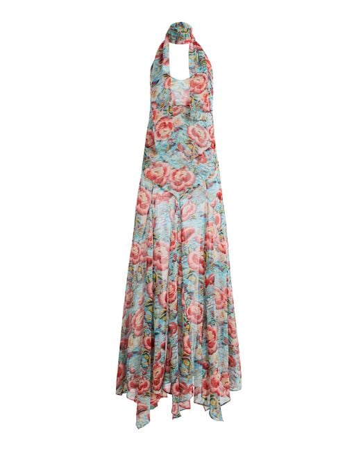 Siedres White Exclusive Raye Floral-print Maxi Dress