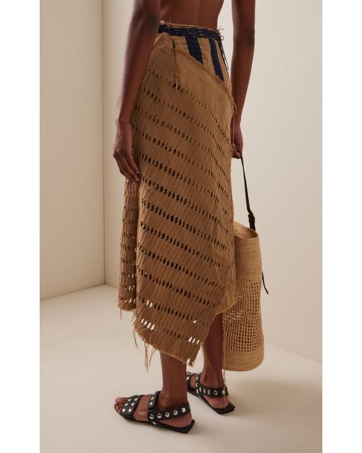 Busayo Natural Nike Asymmetrical Openwork Cotton Skirt