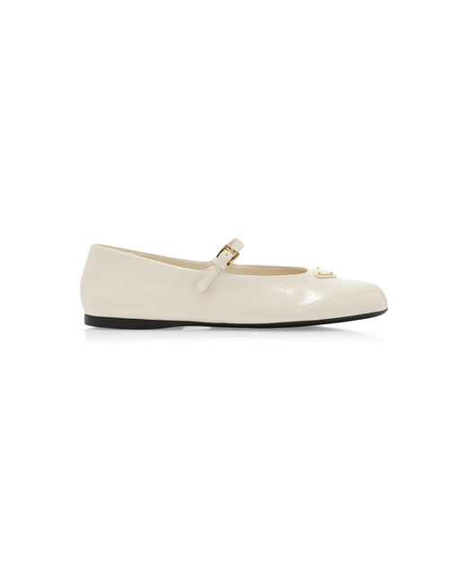 Prada White Patent Leather Ballet Flats