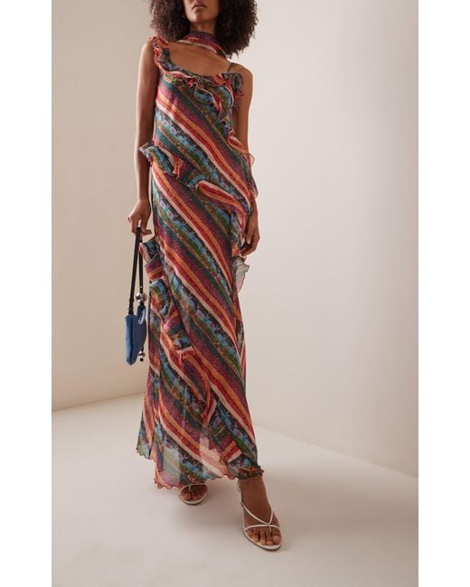 Siedres Multicolor Exclusive Monica Ruffled Chiffon Maxi Dress