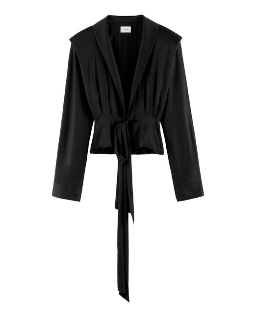 ARAKII Black Exclusive Front Tie Silk Blouse