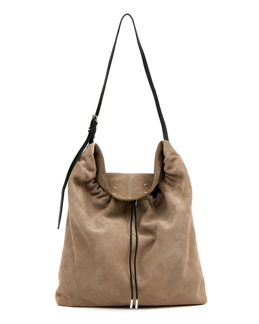 Maison Margiela Brown Belt Small Suede Hobo Bag