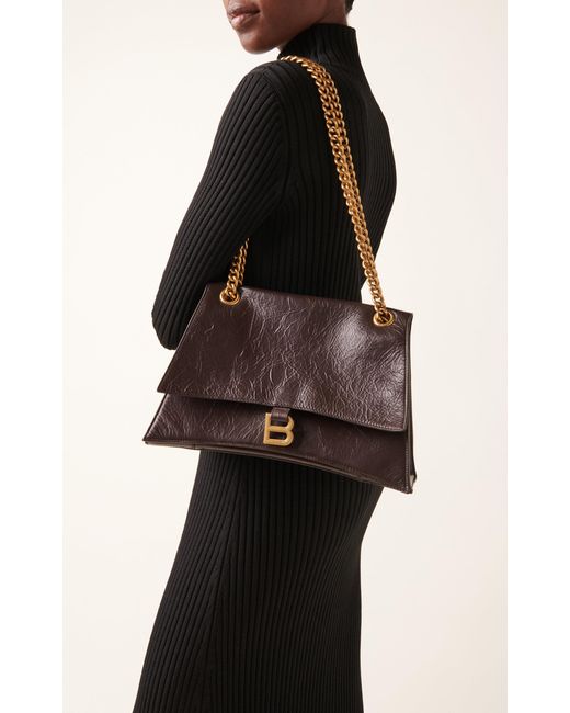 Balenciaga Brown Crush Leather Chain Bag