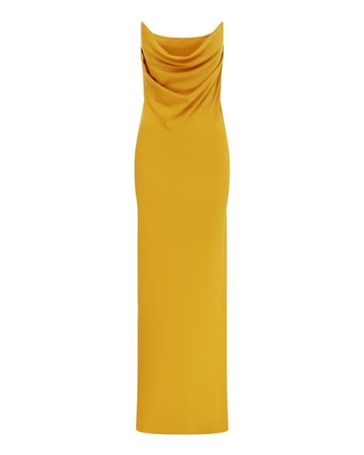 Alex Perry Yellow Draped Corset Satin-crepe Gown