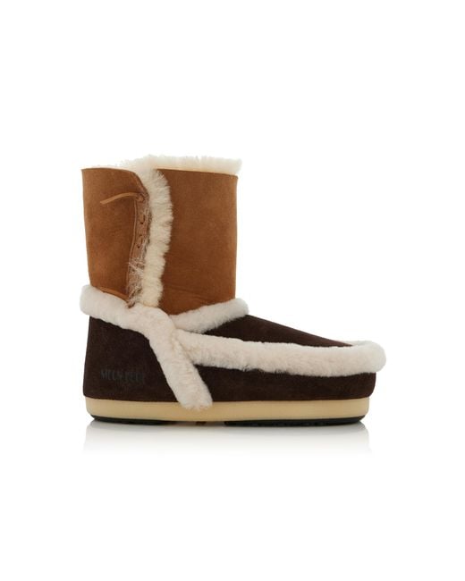 Moon Boot Brown Evx Patchwork Sheepskin Boots