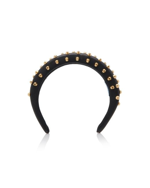 Prada Black Studded Leather Headband