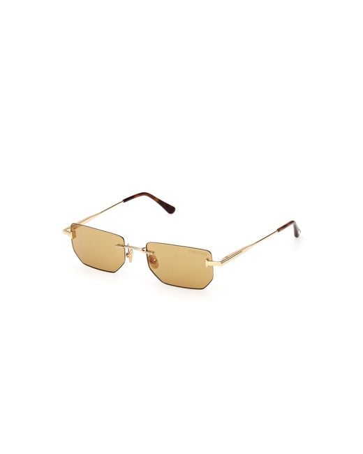 Tom Ford Yellow Ethan Rectangle-Frame Metal Sunglasses