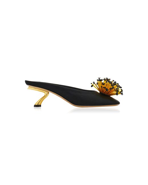 Ferragamo Black Safi 55 Embellished Satin Mules