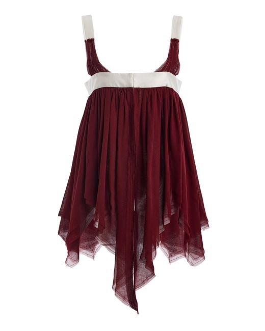 Mel Usine Chinon Gathered Handkerchief-Hem Silk Top