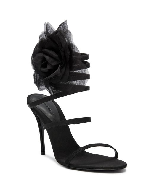 Magda Butrym Black Spiral Flower Sandals