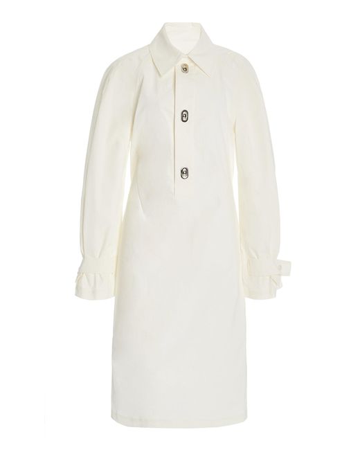 Bottega Veneta White Cotton-Blend Midi Shirt Dress