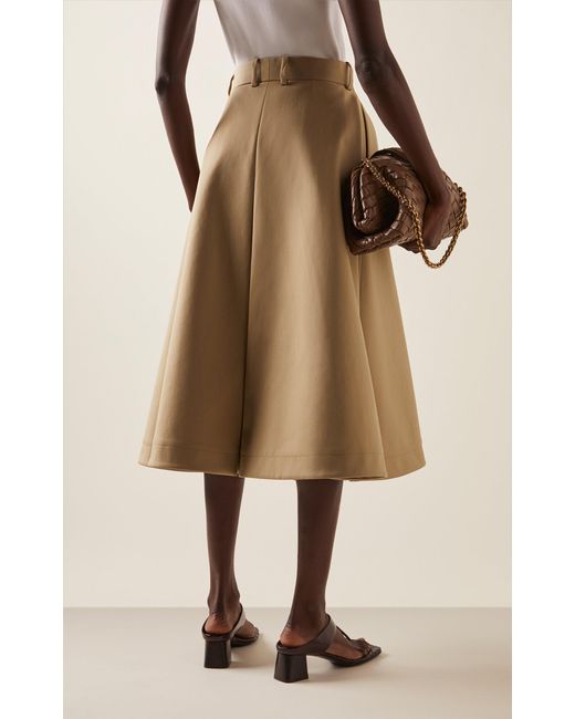 Bottega Veneta Natural Fine Compact Cotton-Twill A-Line Skirt