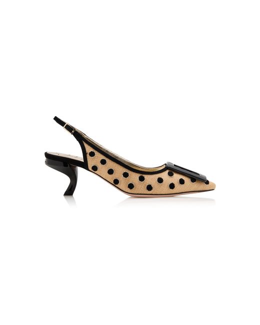 Roger Vivier Metallic Virgule Dotted Raffia Slingback Pumps