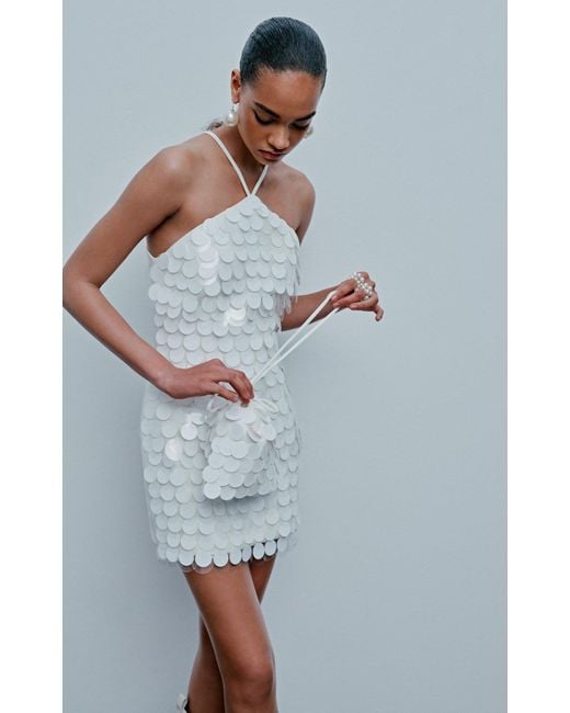 Ila White Veronica Paillette-sequined Halter Mini Dress