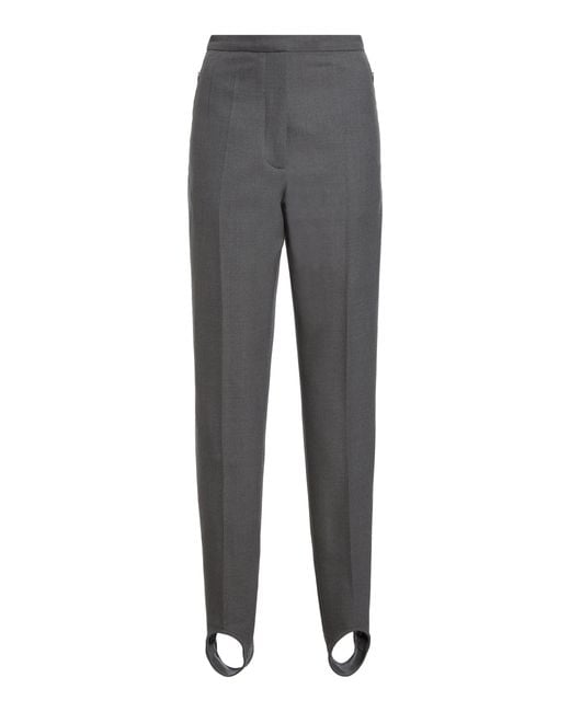 Dries Van Noten Gray Pandora Stirrup Merino Stretch-Wool Pants