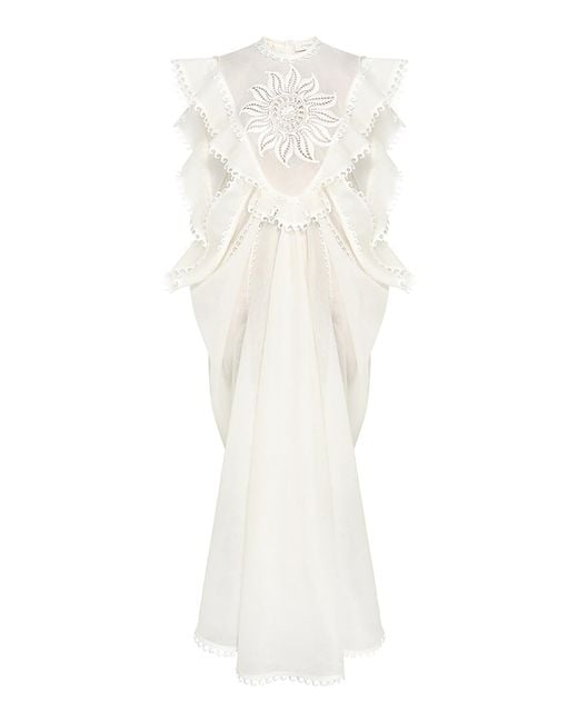 chinese dress ladies Peplum Pleated Lace Dress in White main image 0