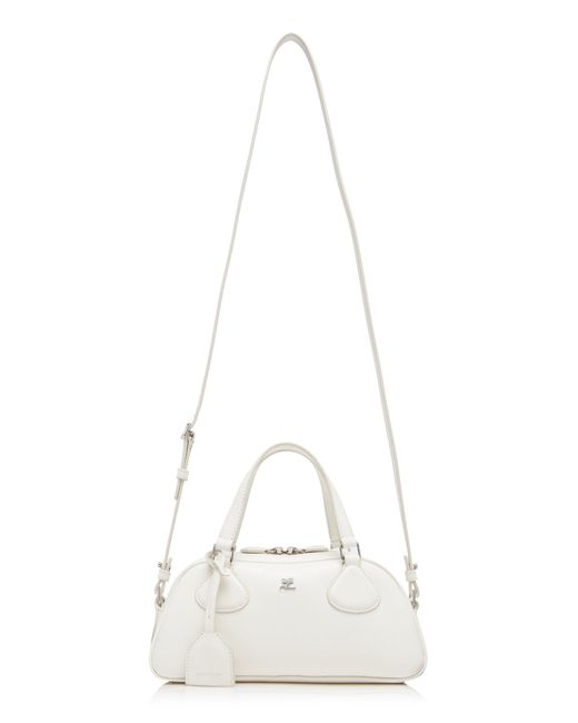 Courreges White Friday Leather Bowling Baguette Bag