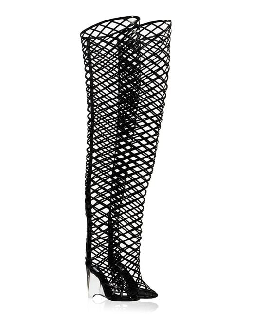 Alaïa Black Wedge Leather Over-the-knee Boots