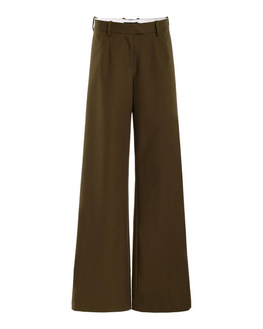 Brandon Maxwell Green The Tenley Cotton Gabardine Wide-leg Pants