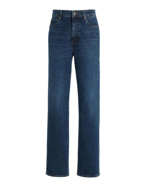 FRAME Blue The Ruler High-Rise Straight-Leg Jeans
