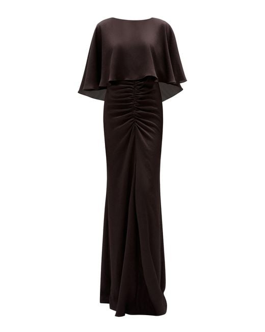 Amsale Black Hammered Satin Cape Gown
