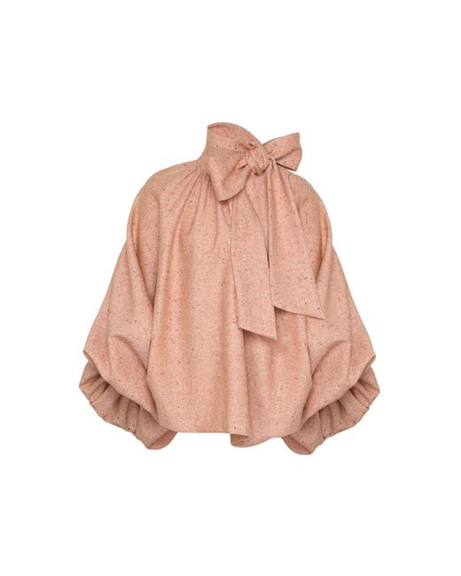 Zimmermann Pink Illustration Oversized Wool-Blend Melange Top