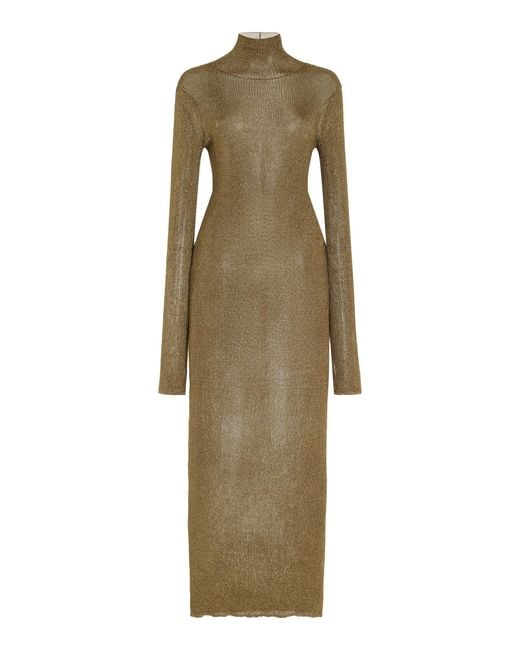 Isabel Marant Green Josita Metallic Ribbed-knit Maxi Dress