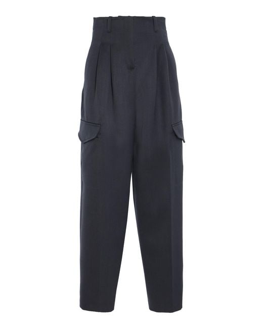 RÙADH Blue Russel Wool-Twill Wide-Leg Cargo Pants