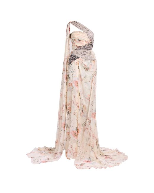 Elie Saab Multicolor Printed Chiffon Maxi Dress