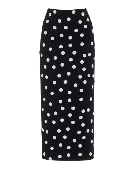 Carolina Herrera Black Polka-dot Midi Skirt