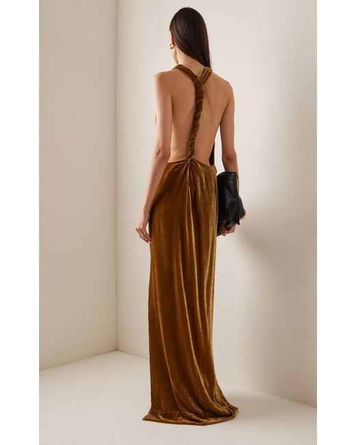 Proenza Schouler Natural Velvet Backless Maxi Dress