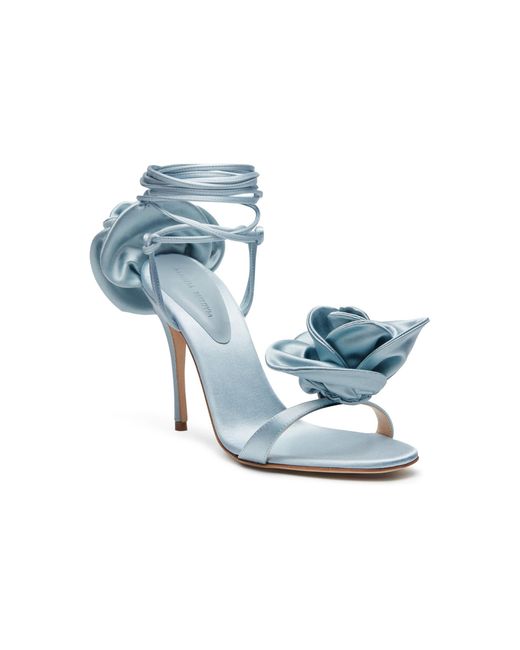 Magda Butrym Blue Flower Satin Sandals