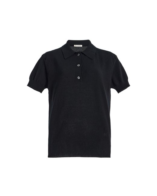 High Sport Black Sylvie Cotton-Crepe Polo Shirt