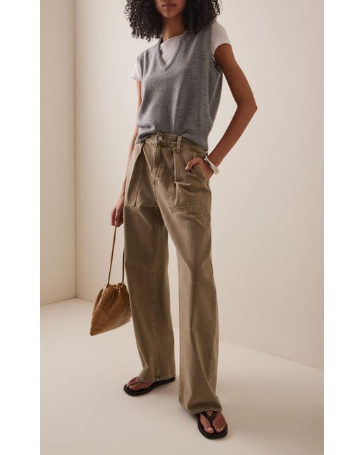 Agolde Natural Sefton Cotton Curved-Leg Pants