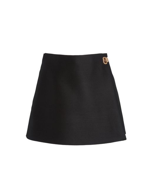 Balenciaga Black Tailored Wool-Silk Skort