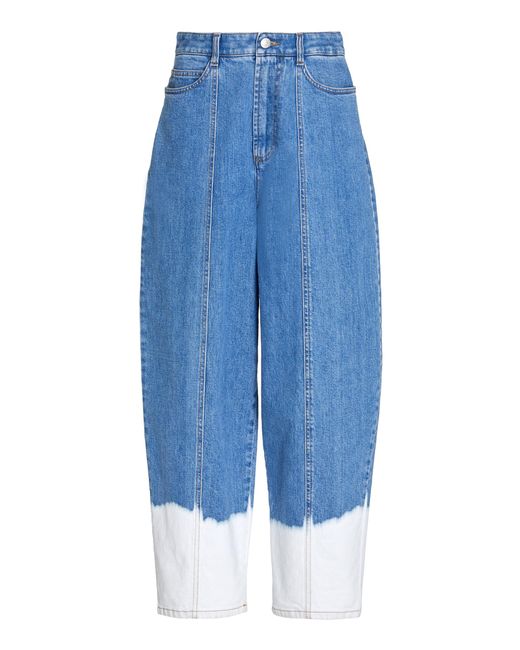 Stella McCartney Blue Dip-dyed Stretch High-rise Cropped Tapered-leg Jeans