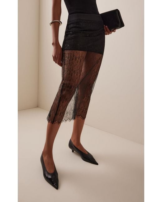Frankie Shop Black Alrose Lace Midi Skirt