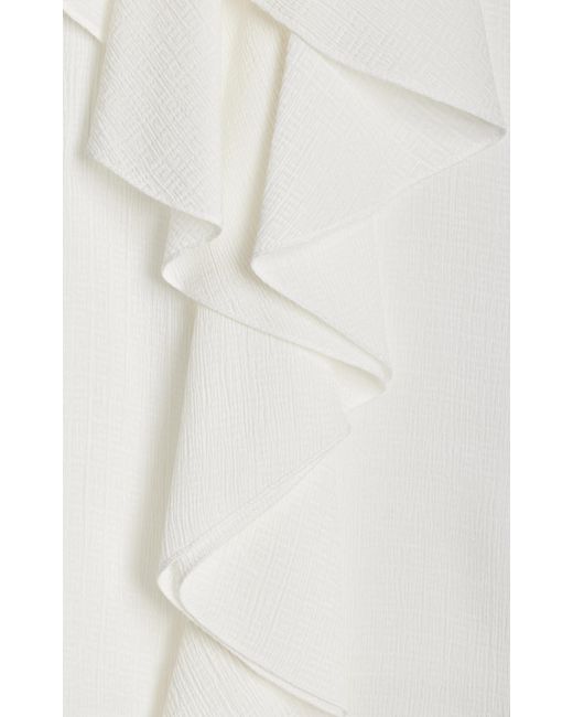 Givenchy White Ruffled Silk-jacqurd Top