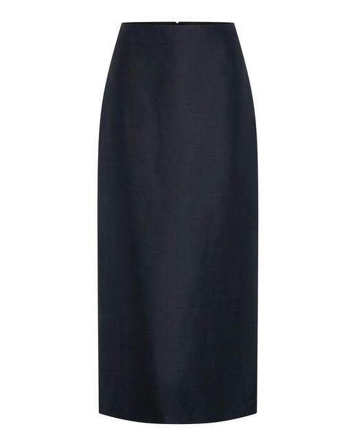 Heirlome Blue Sandrita Silk Shantung Maxi Skirt