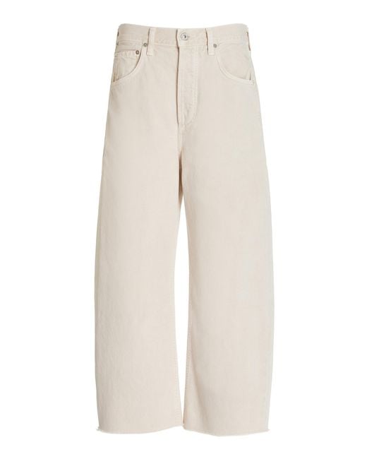 Citizens of Humanity White Ayla Rigid High-rise Cropped Raw-edge Wide-leg Jeans for men