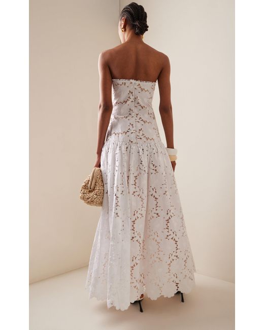 Silvia Tcherassi White Margie Strapless Cotton-blend Maxi Dress