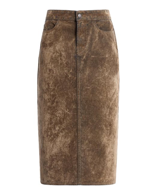 Kallmeyer Brown Beck A-Line Flocked Denim Maxi Skirt