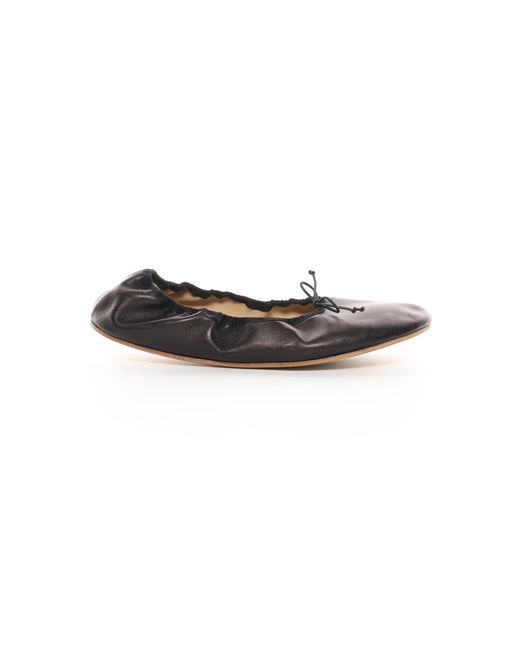 The Row Black Round Leather Ballet Flats