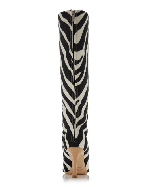 Jimmy Choo Black X Conner Ives Gloria Zebra-Print Pony Hair Knee Boots
