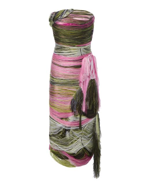 Monse White Tulip Fringed Midi Dress