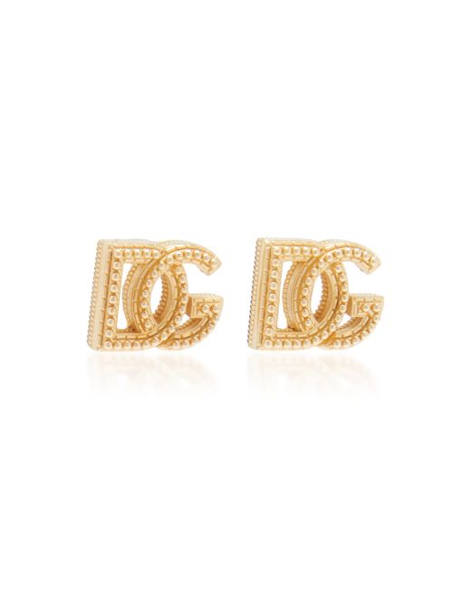 Dolce & Gabbana Metallic Dg Clip-on Brass Earrings