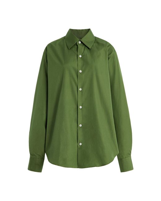 Comme Si Green La Classica Cotton-poplin Shirt
