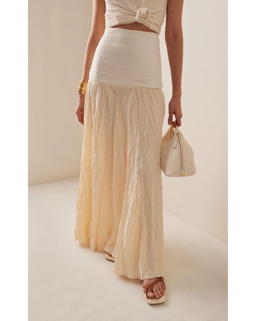 Johanna Ortiz White Light And Sound Convertible Organic Linen Maxi Skirt