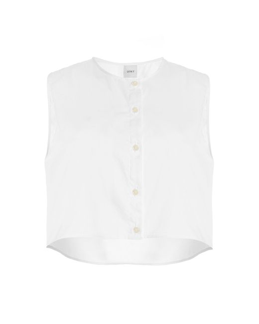 Leset White Yoko Cropped Cotton Vest