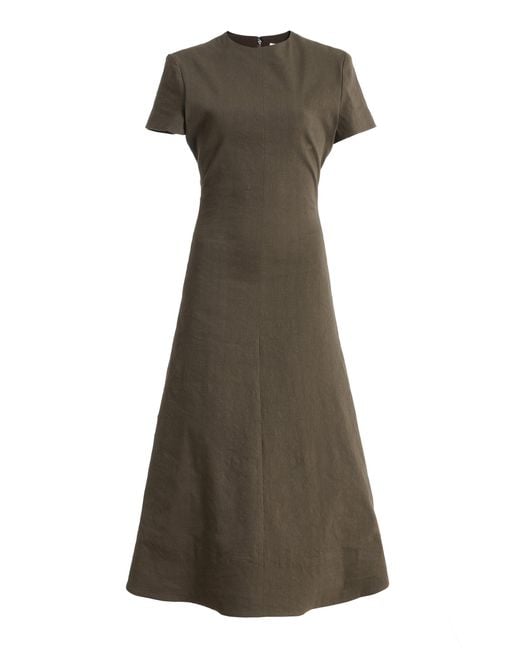 Brandon Maxwell Green The Ridley Linen-Blend Midi Dress